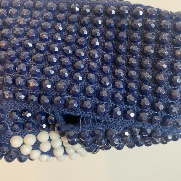 Vintage Roger Van S Blue & Red Beaded Gemoetric Shoulder Purse - Picture 6 of 7